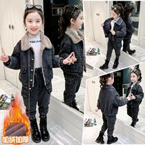 Baraba official flagship pulling boy plus jeans suit children deep autumn clothes thicken new autumn and winter