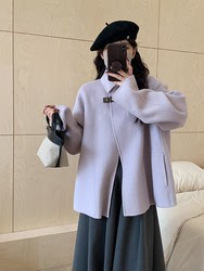 A Mao’s Good Goods Super Cute Little Cloak Loose Small Square Collar Double-sided Hand-stitched Wool and Cashmere Coat Alice