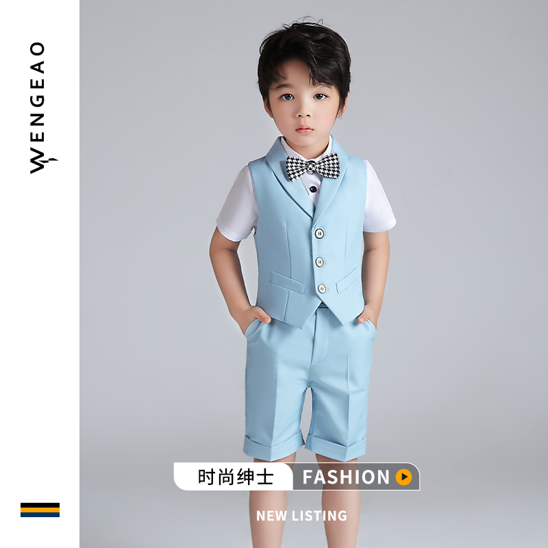 Children's suit suit boy flower girl dress small host suit boy piano performance Korean version spring performance costume