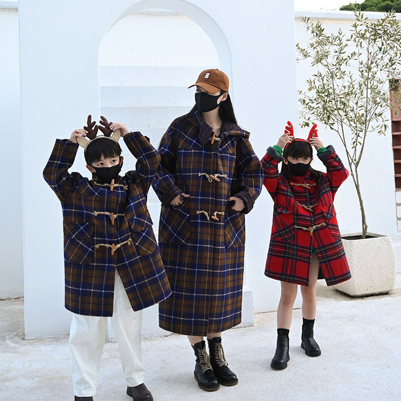 Children's woolen coat children's autumn and winter coat middle and big children's autumn woolen woolen boys and girls thickened mid-length clothes