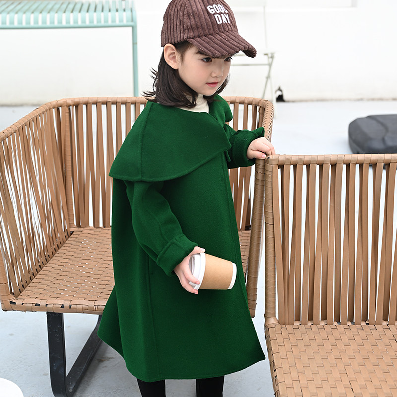 2022 New Child Fall Winter Wool Costume Children's Fashion Young Boys and Girls with Long Mao - Han Edition Coat