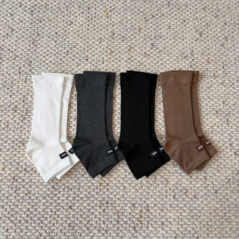 Korean-Style Letter Woven Label Stirrup Socks, Plain Modal High-Elastic Lycra Leg Warmers, ins Trendy Influencer Style Women's Socks