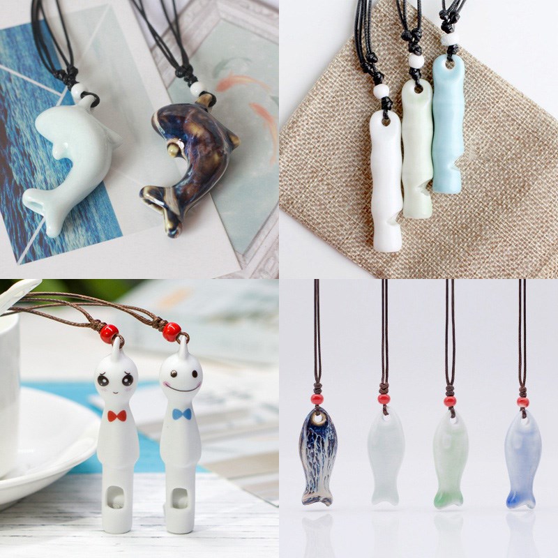 Buy one get one ceramic bone whistle necklace clavicle chain long sweater refined simple couple necklace student girlfriends gift