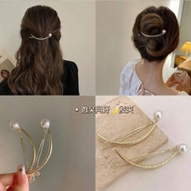 Smile pearl hairpin frog buckle curved word clip high-end sense hairpin summer back head grab clip hair trim clip