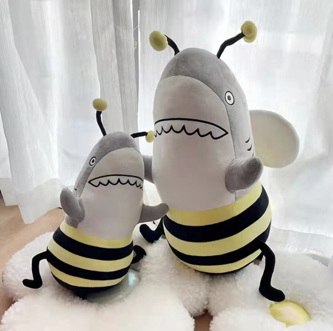Xiaohongshu the same shark riding doll shark bee shark and bee doll pillow doll shark fork shark hand shark melon