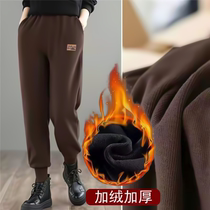 Sweatpants womens 2022 autumn and winter new fashion loose large size casual sports pants high waist plus velvet beam feet harem pants trendy