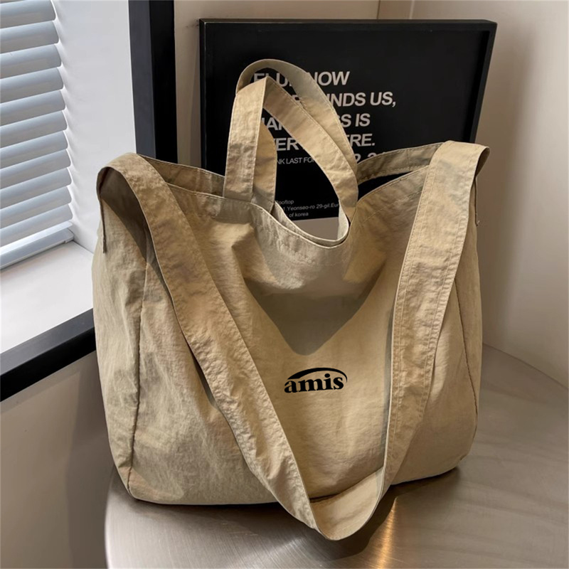 Korean Niche Trendy Brand Amis Canvas Bag 2026 New Large-Capacity Casual Shoulder Crossbody Bag Commuter Tote Bag