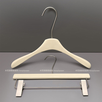 Clothes store special clothes hanger solid wood milk white non-slip seamless clothes hanger for womens off-white clothes support childrens trouser rack customization