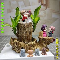 Brazilian wood basin lucky flower couple desk kindergarten desk four seasons hydroponic couple birthday gift cute