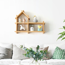 Nordic living room wall decoration solid wood shelf study wall storage wall bedside cozy partition shelf