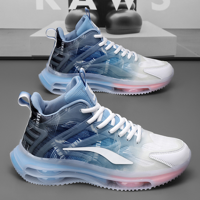 Autumn Men's Breathable High-Top Basketball Sneakers with Air Cushion Shock Absorption, Youth Casual Running Height-Increasing Dad Shoes Trendy Shoes Autumn Men's Breathable High-Top Basketball Sneakers with Air Cushion Shock Absorption, Youth Casual Running Height-Increasing Dad Shoes Trendy Shoes