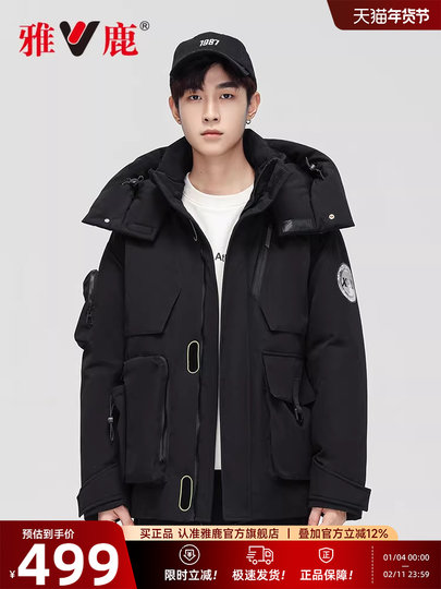 Yalu Down Jacket Men's Winter Thickened 2025 New Fashion Cool Functional Workwear Black Hooded Warm Jacket