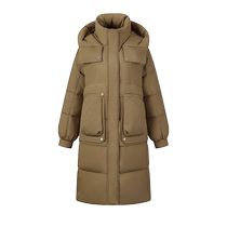 Yalu Long Down Jacket Womens Winter 2024 New Fashion Hooded Stand Collar Three-dimensional Plaid Jacquard Duck Down Jacket