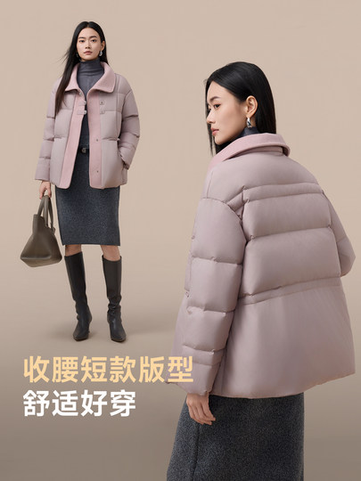 Yalu Short Down Jacket Women's 2025 Winter New Style Small Waist Slimming Spliced Wool Warm Jacket