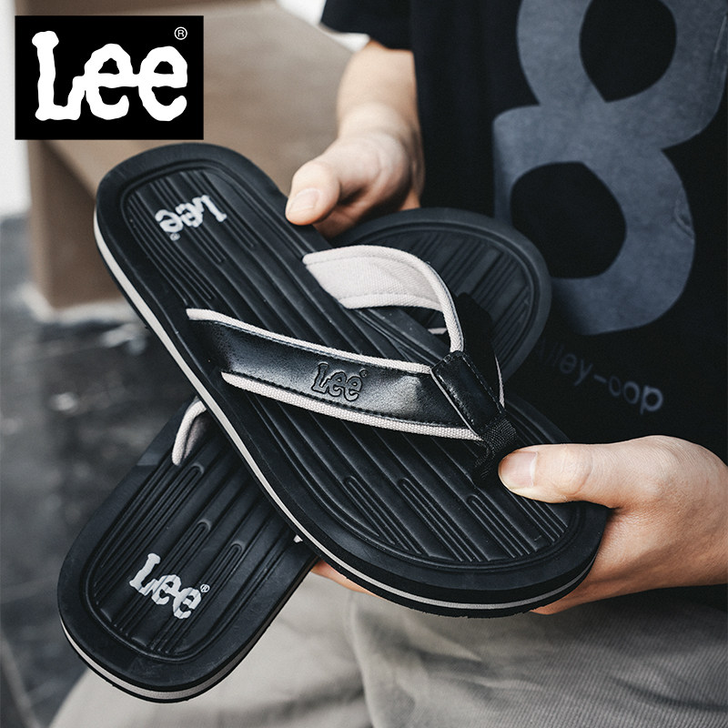 Lee herringbone drag male summer outings for men trendy outdoor beach sandals sandals with anti-slip clamping foot slippers
