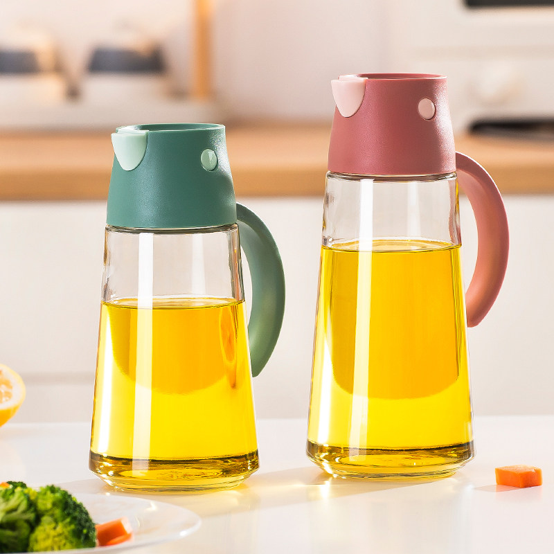 Kitchen Glass Oil Jug Large Capacity Automatic Opening And Closing Bottling Oil Bottle Home Leakproof Oil tank Eurostyle sauce Vinegar Bottle Sauce Bottle