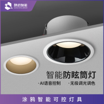 Graffiti smart zigbee downlight boundless ultra-thin no main light color dimming light dimming spotlight embedded little love voice