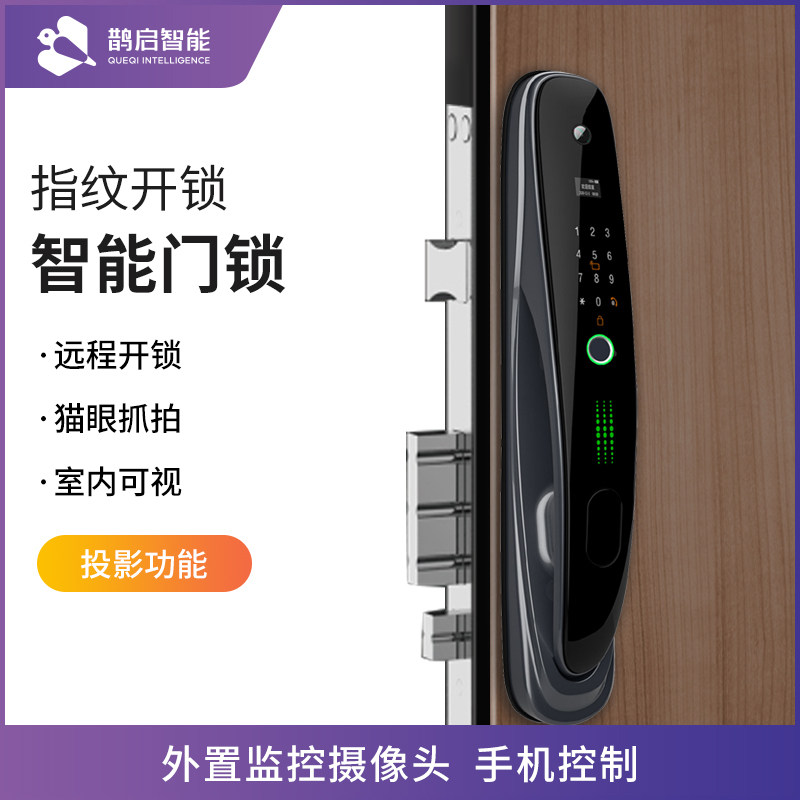 Graffiti Smart WiFi Smart Lock Fingerprint Lock Password Swipe Card with anti-theft home linked mobile eye monitoring