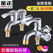 Jinzheng double-head quick-opening multi-function double-out washing machine faucet one in two out three-way mop pool faucet