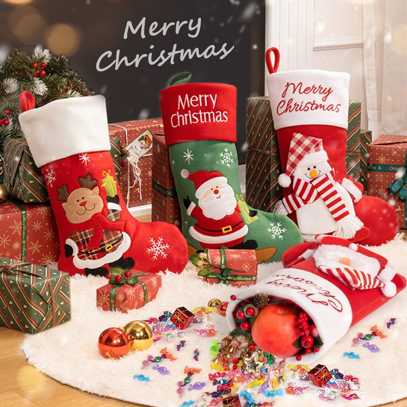 Christmas Socks Gift Bag Christmas Gift Bag Big Number Candy Packing Box Tree Scene Arrangement Pendant Hanging-Taobao