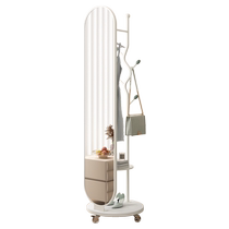Full-length mirror and coat hanger integrated home floor-standing dressing mirror and coat rack bedroom removable advanced rotating fitting mirror