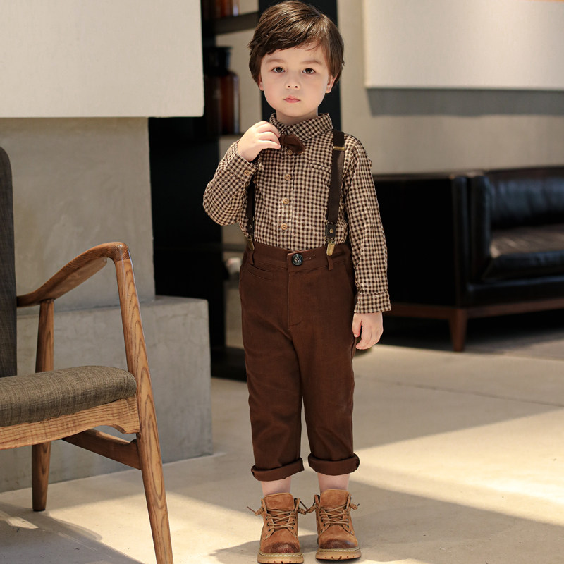 Boy Shirt Suit Baby Birthday Holding Baby Bag Pants Male Pant West Clothing Host Spring Autumn Children Flower Boy Gown