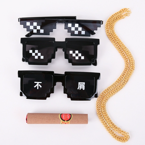Мозаичные солнцезащитные очки, пиксельные реквизиты, босс, двумерные социальные люди, пародия на жениха, забавные солнцезащитные очки для активного отдыха