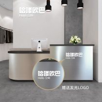 Stainless Steel Circular Arc Cashier Terrace Modern Brief bar Clothing Shop Milk Tea Light Luxury Front Desk Beauty Institute Reception Desk