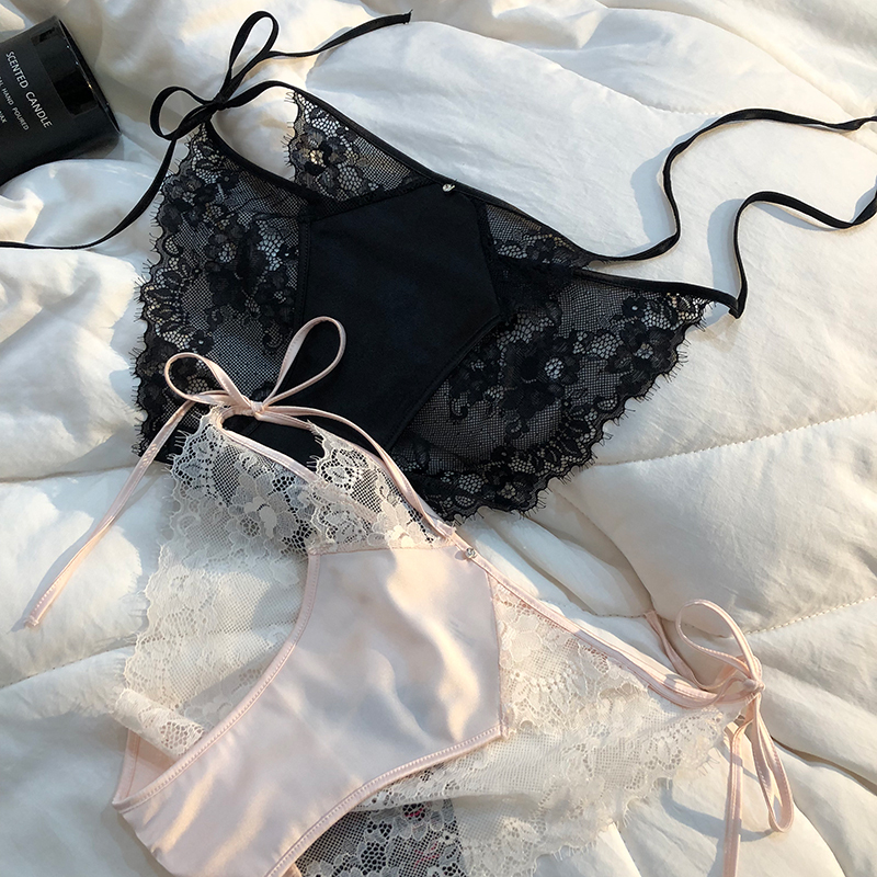 Black Lace Women's Panties with Detachable Straps on Both Sides, Subtle and Alluring, New 2026 Style, Sexy Lace-Up