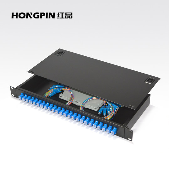 Red Product Premium Model Thickened Single-Mode 12-Port Sc24 Core Square Port Fiber Optic Terminal Box Rack-Type Distribution Box Odf Fiber Optic Box Complete with Pigtail Coupler