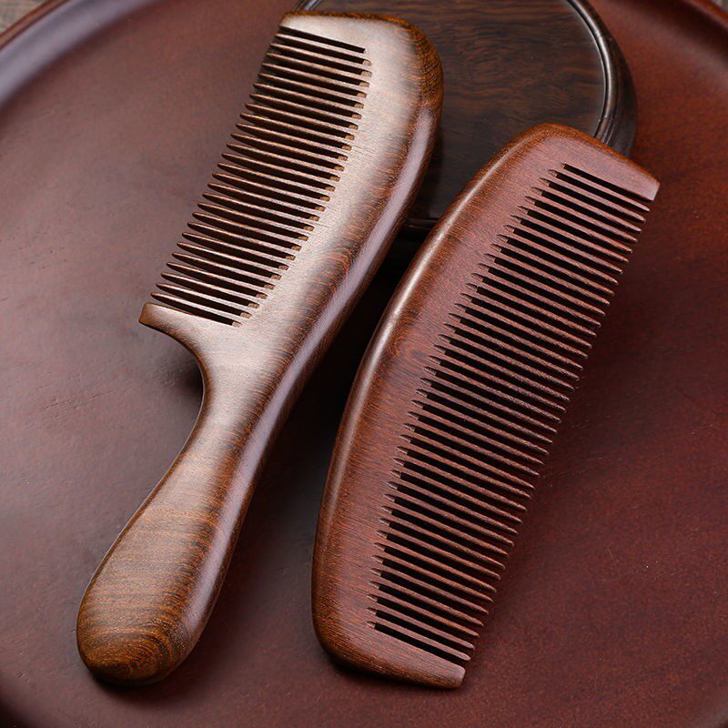 Natural Black Sandalwood Wide Teeth Comb Scalp Massage Wood Comb Antistatic Woman Hair Loss Sandalwood Head Meridians Large Teeth Comb