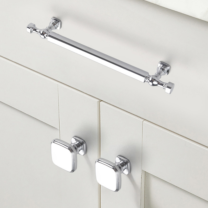 High-End Silver Handle, Modern Minimalist Cabinet Drawer Wardrobe Door Handle, Bright Chrome Semi-Circular Handle, Single-Hole Hardware