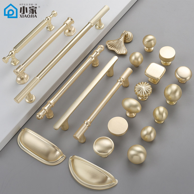 Small Gold-Colored Light Luxury Drawer Shoe Cabinet Cupboard Wardrobe Door Handle Modern Minimalist Kitchen Cabinet Door Handle Brushed Brass