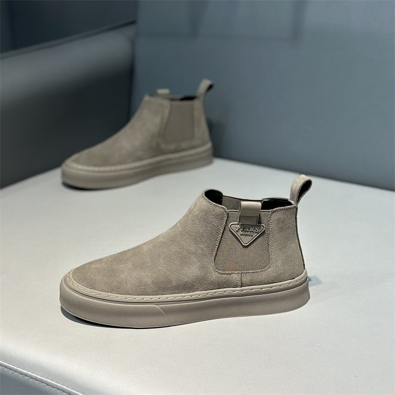 Tide Cards Men's Shoes Winter New High Helps Genuine Leather Casual Soft Bottom Fashion Sloth Sleeves Martin Boots Warm Net Red Shoes-Taobao