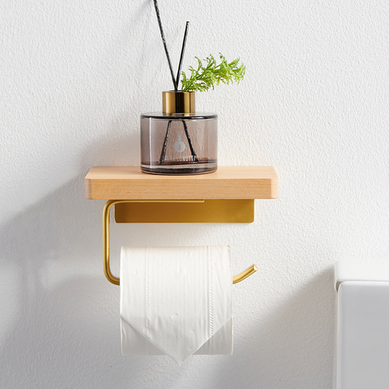 Tissue holder toilet tissue box toilet roll paper holder creative solid wood bathroom toilet paper punch-free rack