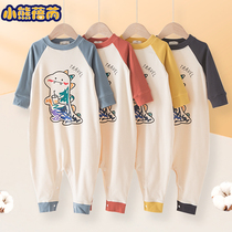 children's spring autumn boy's autumn winter long sleeve pajamas baby girls anti-kick home clothes fleece warm thick