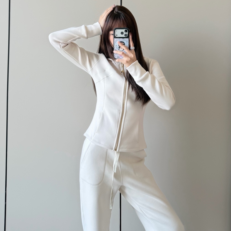 Lulu Sixth Generation Upgraded Version Lulu Gold Zipper Silicone Label Windproof Sports Suit with Hood Two-Piece Set Sangpo Lulu Sixth Generation Upgraded Version Lulu Gold Zipper Silicone Label Windproof Sports Suit with Hood Two-Piece Set Sangpo