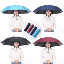 Wearing umbrella cap triple folded large number clear and rain dual-use hat umbrella fishing umbrella outdoor sun umbrella collection tea photography umbrella