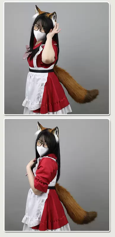 Đồ chơi cosplay Nick cáo tai và đuôi phù hợp với tay mô phỏng tai động vật đầu mũ đội đầu sang trọng đuôi động vật phụ kiện