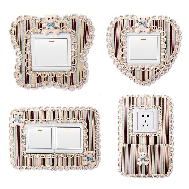 Switch Sticker Protective Sheath Cloth Art Minimalist Modern Creative Wood Grain Trim Switch Patch Socket Wall Patch Protective Sheath Home