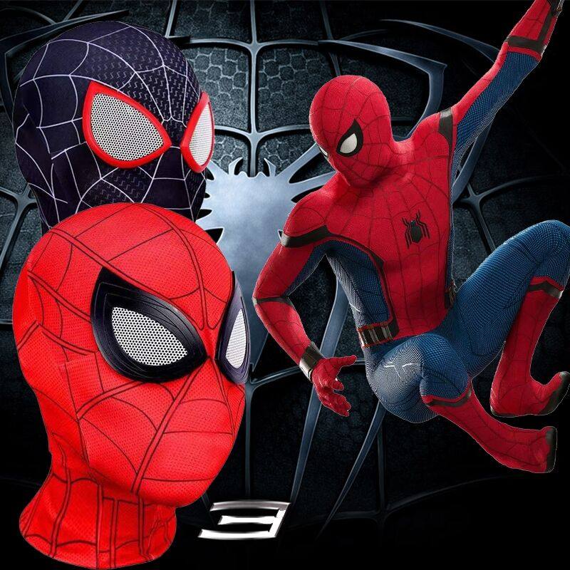 Spider-Man Headgear Children's Movable Black Spider-Man Headgear Breathable Net Red Adult Spider-Man Mask Children's Mask