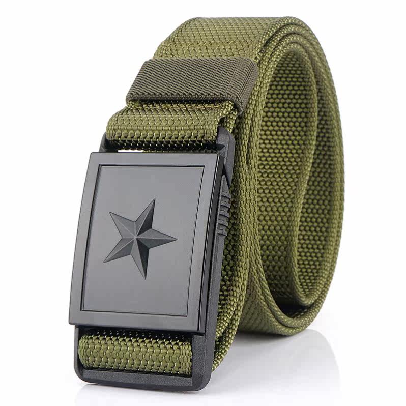 Army Day belt men's military training belt five-pointed star belt army fan outdoor tactical men's lightweight canvas belt