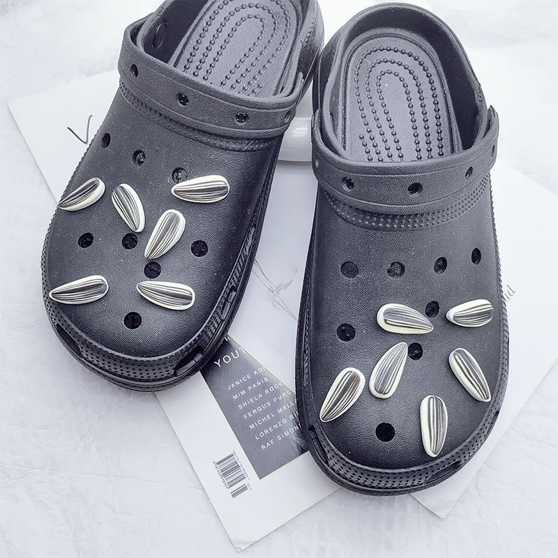 Mkop Crocs Shoe Accessories, High-End Shoe Buckle Accessories, Realistic Food Toy Melon Seed Shoe Charms, Suitable for Crocs/Cross