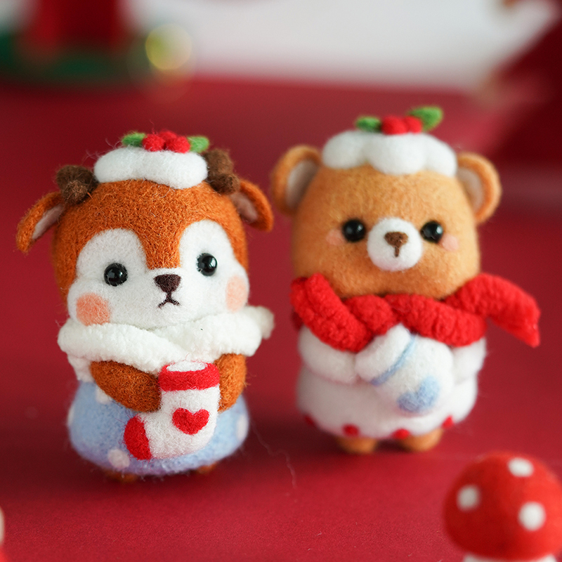 New Year's Christmas couple gifts good luck ornaments car decoration wool felt diy material bag wool felt
