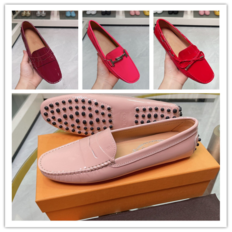 Italian Spring and Autumn Imported Cowhide Loafers for Women, New Patent Leather Luxury Slip-On Comfortable Casual Loafers