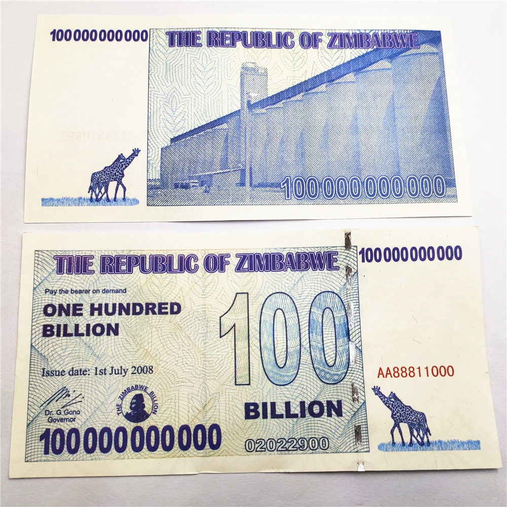 Zimbabwe 100 billion African Currency Foreign numismatic notes Big face Value interesting collections Non-Circulation Money-Taobao