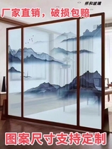Double-layer laminated glass partition hotel screen landscape painting background wall Changhonggong art glass customization