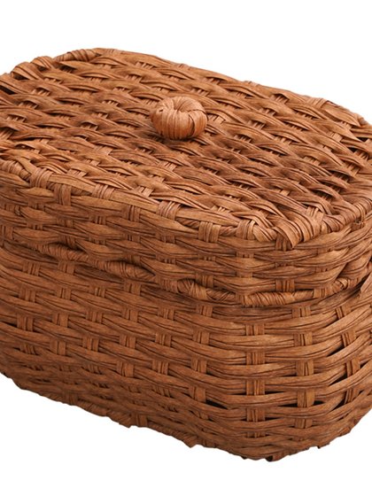 带盖鸡蛋收纳篮仿藤编馒头筐玩具零食收纳箱手工编织插花收纳瓶子