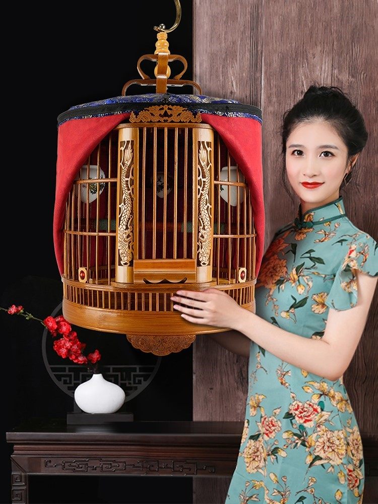 Birdcage bamboo new shelf decoration accessories tools full set of high-end boutique large villa large space text luxury