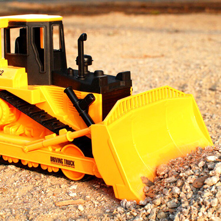 Large manual sliding crawler bulldozer excavator engineering car children's toy car model boy